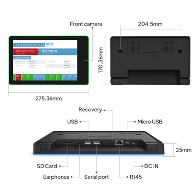 10.1 inch Android Meeting Room Tablet met LED Light Bar Wand Mount