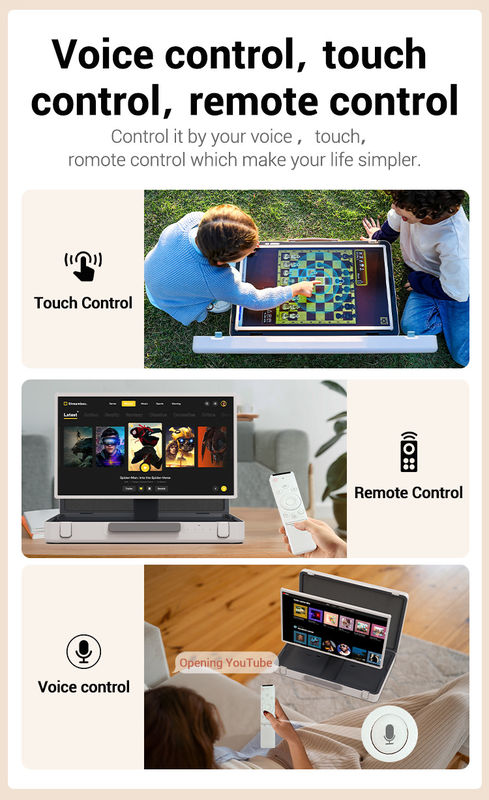 ELC PackGO Draagbare 27 inch briefcase design touchscreen Android systeem Smart TV scherm voor kamperen