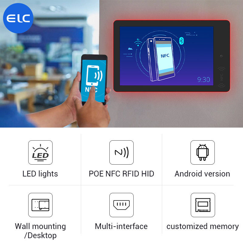 RK3568 Wandmontage Digitaal Signage Android 12 Touch Screen Indoor POE NFC LED Licht Voor Vergaderingen