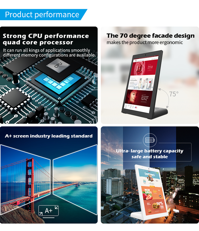 L-vorm capacitieve touchscreen klantfeedback evaluator restaurant bank bestelling RJ45 NFC POS desktop Android tablet