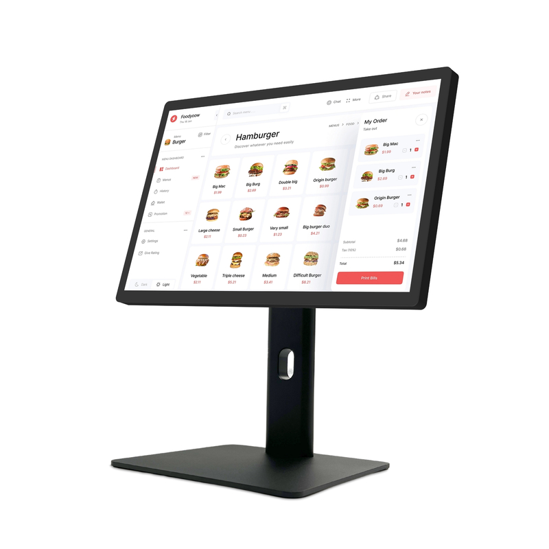 WF2138T 21,5" Interactief aanraakscherm LCD 1920*1080 16:9 250cd WIFI RJ45 Poe KDS Keuken Display Pos Systeem Scherm met Voet
