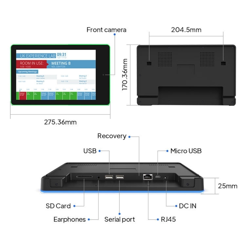 10.1 inch Android Meeting Room Tablet met LED Light Bar Wand Mount