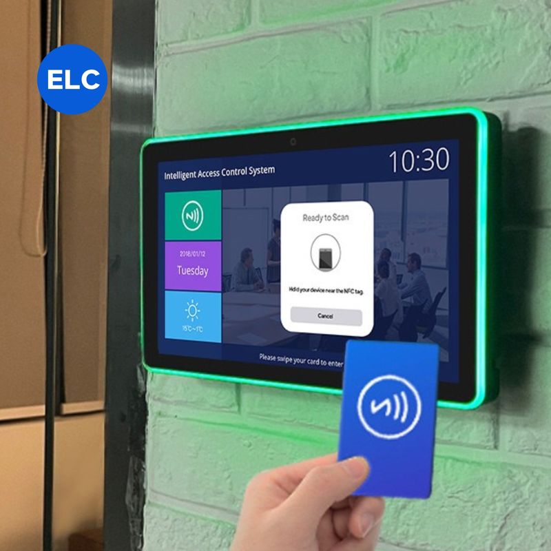 Android 11 touchscreen digitale signage vergaderzaal display tablet met NFC LED lichtbalk