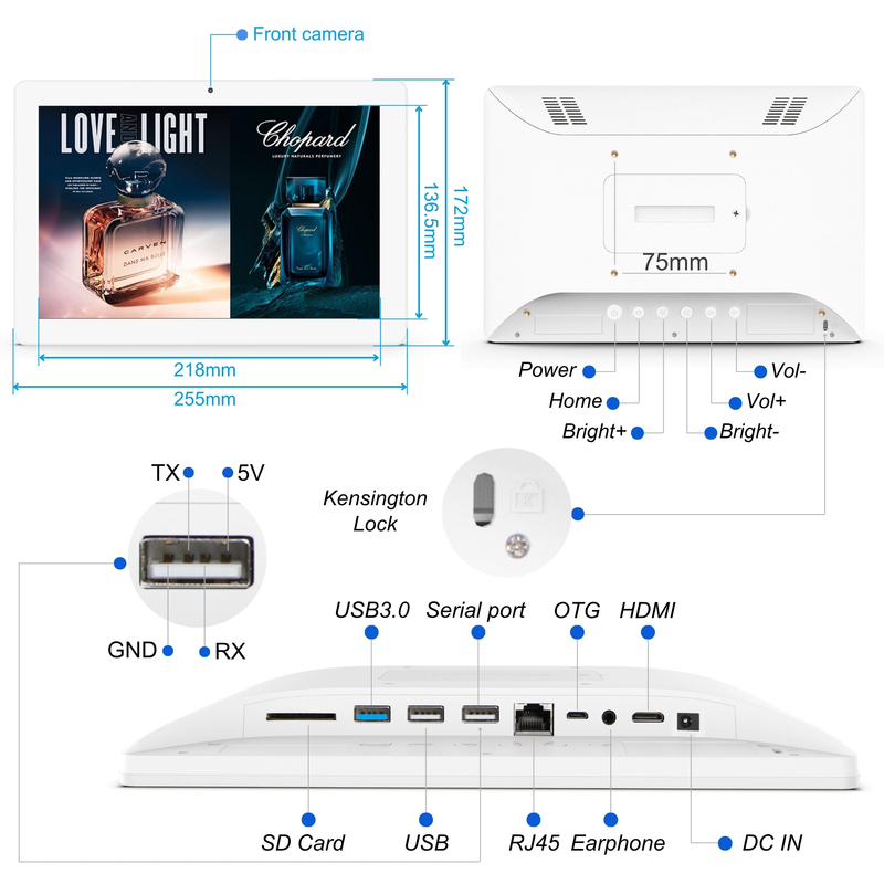 10.1 Inch Wandgebouwde tablet Digitale signage FCC, CE, ROHS, Kwaliteit onder garantie Meer details Aanpasbaar
